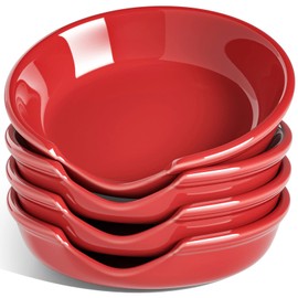 LE TAUCI Ceramic Spoon Rest for kitchen, 4.8 Inches Spoon Holder for Stove Top, Coffee Spoon Rest, Spoon Cradle, Kitchen Basics, Kitchen Accessories For Utensils, Set of 4, Red