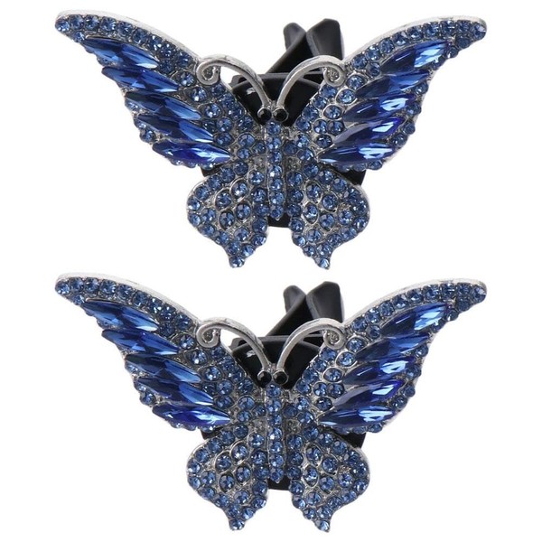 BYOBYO 2 Packs Blue Butterfly Car Vent Clips, Bling Car