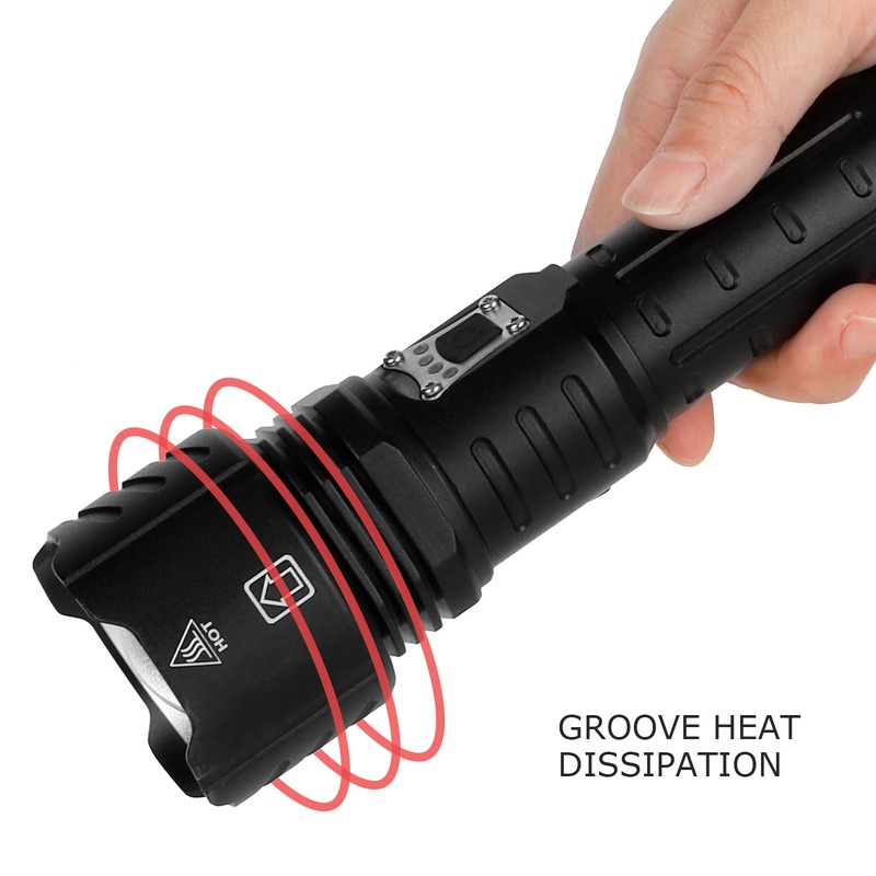 XHP90 Telescopic Zoom Flashlight Waterproof Electric Torch USB Charging for