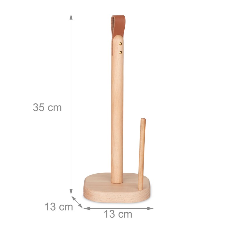 Relaxdays Standing Kitchen Roll Holder, Beech Wood, H x W