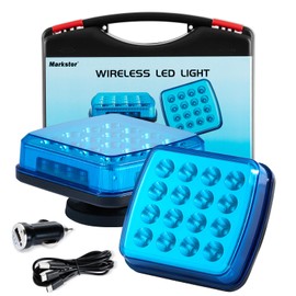 Markstor Wireless LED Road Flares for Emergency,Rechargeable Safety Flashing Lights for Vehicles,Portable Strobe Light Magnetic Emergency Strobe Light Kit for Trucks(Blue)