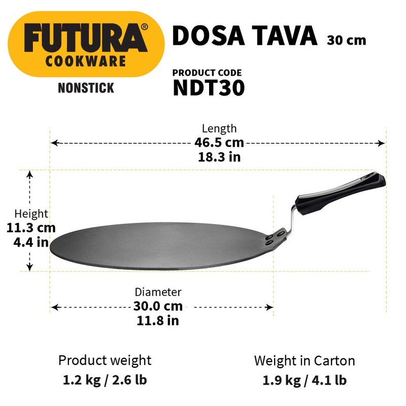 Hawkins Futura 30 cm Dosa Tava, Non Stick Dosa Tawa,