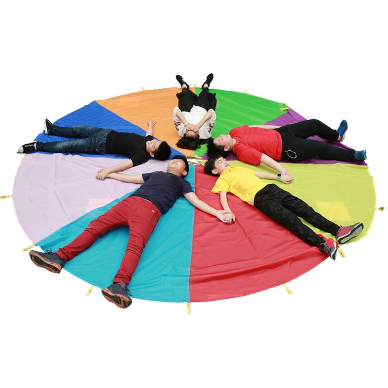 Kids Rainbow Parachute Physical Exercise Sensory Training Kindergarten Outdoor Group