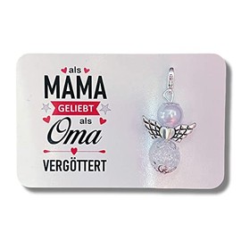 Schutzengel Schlüsselanhänger Oma Mama Opa Mama Geschenk Geburtstag Perlenengel Glücksbringer Karte Enge (Weiß(Mama))
