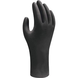 SHOWA 6112PF Biodegradable Nitrile Powder Free Disposable Safety Glove, Black, Medium, (1 Box of 100 Gloves)