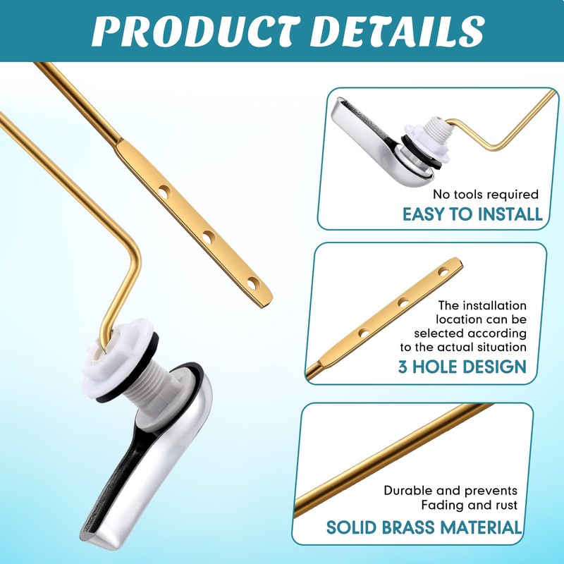 Lasnten 12 Pieces Toilet Handle Lever Flush Replacement, Brass Universal