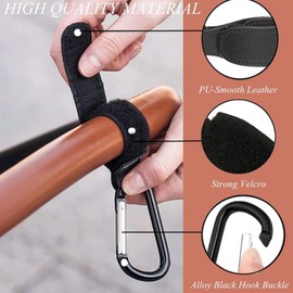 2 PCS Leather Buggy Clips,Universal Pram Hooks Pram Clips Pram Accessories,Pushchair Accessories Pushchair Bag Hook Buggy Bag Clip Stroller Hook for Hook Your Shopping Bags Safely