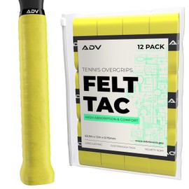 ADV Dry Tennis Overgrip Tape - 12-Pack - FeltTac Tennis Racket Grip Tape - Ultra Absorbent Tennis Grip Tape - High Velvety Comfort Tennis Racket Grips - Pro Tested & Designed Tennis Grips Overgrip