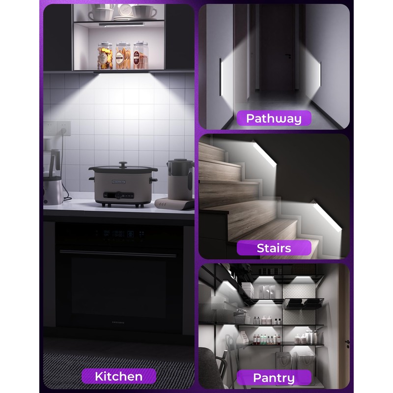 ASOKO HOME Under Cabinet Lights Motion Sensor Light Indoor 3-Light
