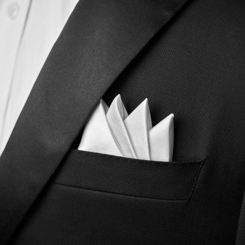 DEVPSISR Prefolded Pocket Square, Men's Suit Handkerchief Keeper(A White)