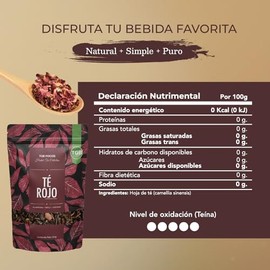 TGB SUPERFOODS  T Rojo  100 Puro  T Chino Premium  Infusin Natural  Vegano,Gluten Free,Sin Azcares  Vitaminas y Minerales  Fuente de Fibra  Contenido 