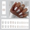 Clataly 24 Pcs Square Nail Silver Glitter Powder Fake Nails