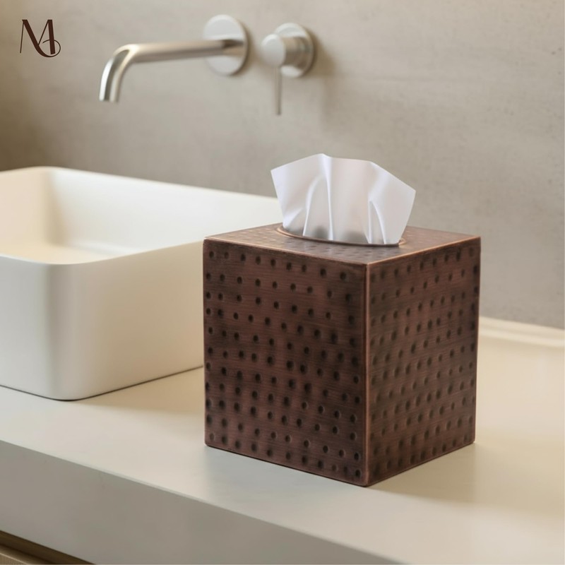 Monarch Abode Tissue Box Cover Square – Hand Hammered Antique
