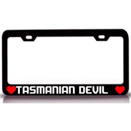 Custom Brother - Tasmanian Devil w/Heart Metal Car SUV Truck License Plate Frame Holder Bl n93
