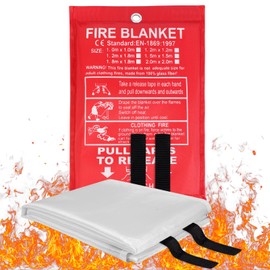 Flintronic Fire Blanket, 1.5M X 1.5M Fire Suppression Blanket for Kitchen, Quick Unfolding and Easy to Use Fire Blankets with Loops, Emergency Fiberglass Fire Blanket for Home Kitchen Office Garage
