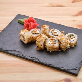 H HANSEL HOME Pack of 2 Rectangular Slate Plates 22 x 14 cm for Sushi, Serving Plate for Cheese, Board Plate for Food