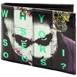 The Dark Knight The Joker Why So Serious? Wallet Bi-Fold ID & Card Holder, Black