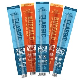 The New Primal Game Time Zero Sugar Meat Stick Sampler - Sugar, Keto, and Gluten Free Low Carb High Protein Jerky Meat Stick Snacks for Adults (5 ct)