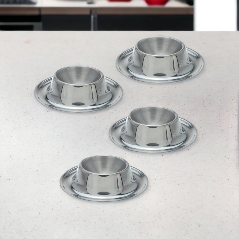 MIJOMA Set of 4 Stainless Steel Egg Cups, Matte Silver,