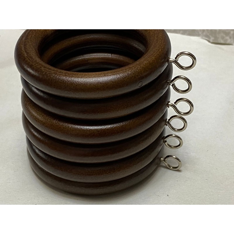 Homeelabador 45mm Wooden Curtain Hanging Ring hooks with Eyes (Brown