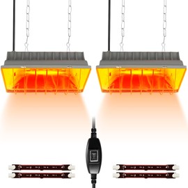 Jaenmsa 250W Brooder Heater for Chicks,Chicken Coop Brooder Heating Lamp Warmer 2 Pack with 2Pcs Infrared Heat Bulbs,2 Adjustable Temp(250W/175w) & Hight for Poultry Coop and Small Pets