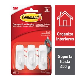 3M Command 17002-3ES 3 Ganchos Blancos Chicos