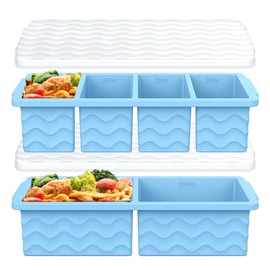 Silicone Freezer Molds for Soup with Lid, 1-Cup & 2-Cup Large Ice Cube Trays Food Storage Containers for Meal Prep, Freeze 250mL/125mL Portions – 2 Pack