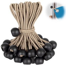 Kinzomor Tarp Ball Bungee Cords 6 Inch,50 PCS Tarp Bungee Balls Ties Heavy Duty Canopy Tarp Tie Down Balls for Camping,Shelter,Cargo,Projector Screen,Tent Poles with UV Resistant (Brown)