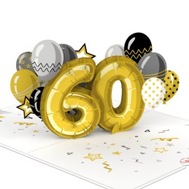 papercrush® Pop-Up Card 60th Birthday - Handmade 3D Birthday Card for Men and Women (60 Years), 60th Birthday - Special Congratulations Card with Envelope