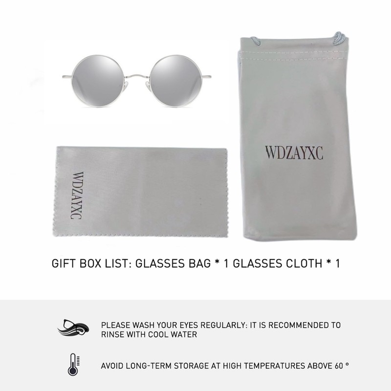 WDZAYXC Retro Classic Round Polarized Sunglasses with Metal Frame for