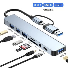 Universal USB Splitter 8 Port USB-C Hub Adapter 5G Speed Multi Splitter PC Laptop MacBook