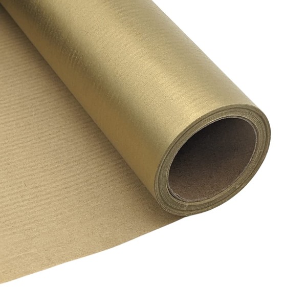 Ofelia & Co. Ribbed Kraft Wrapping Paper Roll Gold - 24” Wide by 30' (360”) Long, Proudly Canadian, Perfect for Gift Wrapping for Birthday, Wedding, Holiday, Christmas and All Decorations
