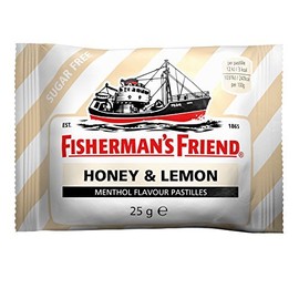 HONEY & LEMON MENTHOL FLAVOUR SUGAR FREE Fisherman's Friend Lozenges 24 x 25g Packs. by Fisherman's Friend