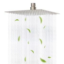 Hibbent All Metal 10x9 Inch Shower Head, High Pressure Stainless Steel Rain Showerheads, Bathroom Rainfall Showerhead with Ultra-thin Design, Adjustable Brass Joint, Silicone Nozzles, Brushed Nickel