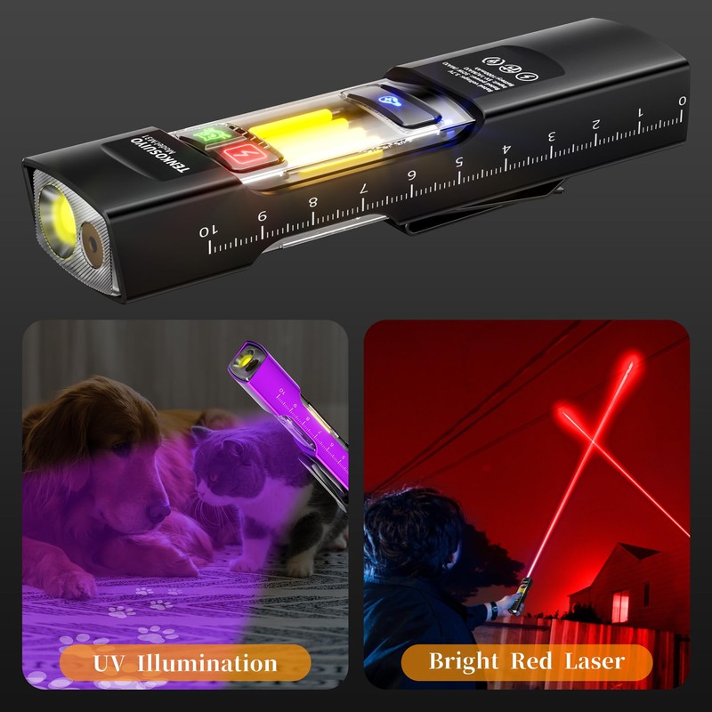 TENKOSUIYO Rechargeable Flat Flashlight 680 Lumens Magnetic Clip On Hands