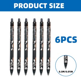 6 Pack Erasable Pens Black, Eraser Pens, Clickable Friction Erasable Gel Pens with Erasers, 0.5mm Rub out Pens for Kids and Adults, Retractable Black Ink Pens for School Office Notebook Writing