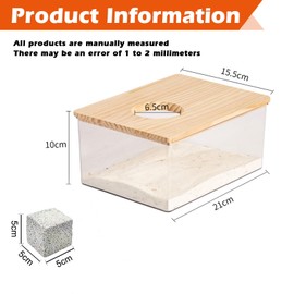 BORDEAG Hamster Bathroom, Hamster Sand Bath Box, Hamster Toilet Sand Bath Container Acrylic Transparent Shower Room Sand Bath Container with Baking Stone, Bath Box for Mice, Lemmings Gerbils, Small