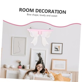 TOVINANNA Wood Floating Shelf, Cute Wooden Bow Tie Rack for Wall, 7.9" Folating Storage Shelves Kawaii Princess Room Decor for Bedroom, Office