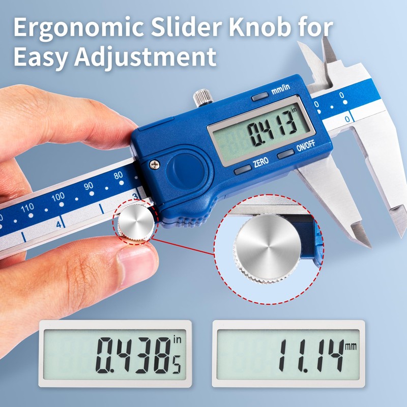 Dasqua Left-Handed Digital Caliper 0-8"/0-200mm Stainless Steel with LCD Screen,