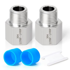 ERGAOBOY 2 pieces 1/2 inch BSP female thread x 1/4 inch BSP male thread forged stainless steel reducer hex connector SUS 304 pipe fittings