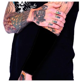 Tat2X Ink Armor Premium Forearm 9" Tattoo Cover Up Sleeve - No Slip Grip - U.S. Made - Black - XL2X (one sleeve)