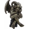 Ebros Winged Ram Horned Gargoyle Sitting On Cathedral Pedestal Statue