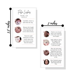 How To Apply False Lashes Card | 50 Pack | Physical Printed 2" x 3.5" inches Business Card Size | Eyelash Extension Supplies | White Card with Walkthrough Pictures