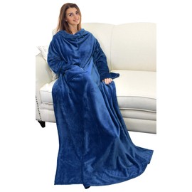 Catalonia Wearable Blanket with Sleeves and Pocket, Cozy Soft Fleece Mink Micro Plush Wrap Throws Blanket Robe for Women and Men
