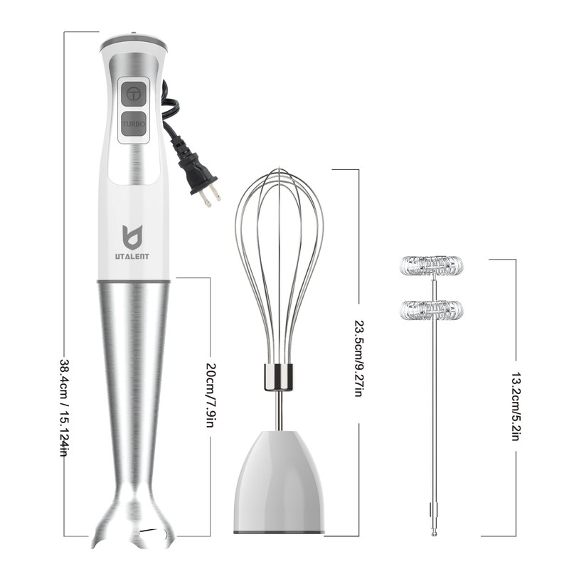 Immersion Hand Blender, UTALENT 3-in-1 8-Speed Stick Blender with Milk