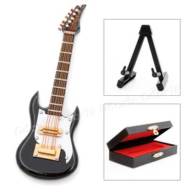 Odoria 1/12 Scale Miniature Electric Guitar Dollhouse Musical Instrument Accessories, Black