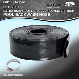U.S. Pool Supply Pool Backwash Hose 2 Inch Diameter x 50 Feet - Discharge Hose for Pump, Sand Filter & Sump Pump Hoses - Burst Resistant Lay Flat Drainage Hoses for Inground & Above Ground Pools