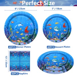 120 Pack Ocean Sea Party Plates Under the Sea Tableware Set Ocean Animal Birthday Party Plates - Sea Animal Party Plates, Napkins Kid’s Party Decoration Serves 40