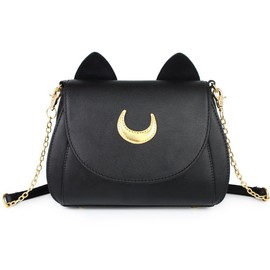 FZ FANTASTIC ZONE Moon Luna Cat Purses Pu Leather Gothic Purse Cosplay Moon Sailor Bag Handbags Shoulder Bags