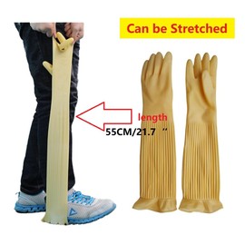 Rubber Cleaning Gloves,Waterproof and Oil-resistance Glove for kitchen Cleaning,Clothes Washing,Household Cleaning, Dishwashing,Car Wash,Indoor and Outdoor Cleaning (55CM Yellow, L)